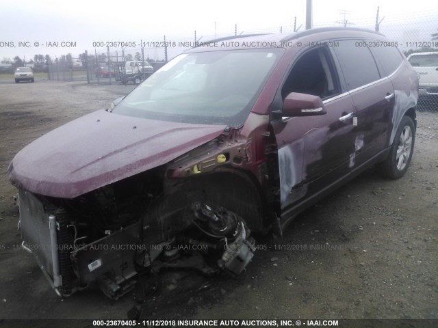 1GNKRGKD3GJ122662 - 2016 CHEVROLET TRAVERSE LT BURGUNDY photo 2