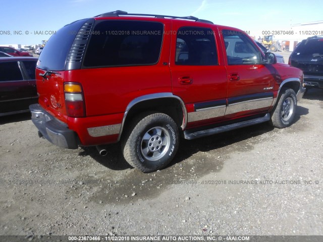 1GNEC13T51R181318 - 2001 CHEVROLET TAHOE C1500 RED photo 4