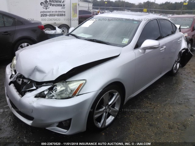 JTHBF5C28B5146524 - 2011 LEXUS IS 250 SILVER photo 2