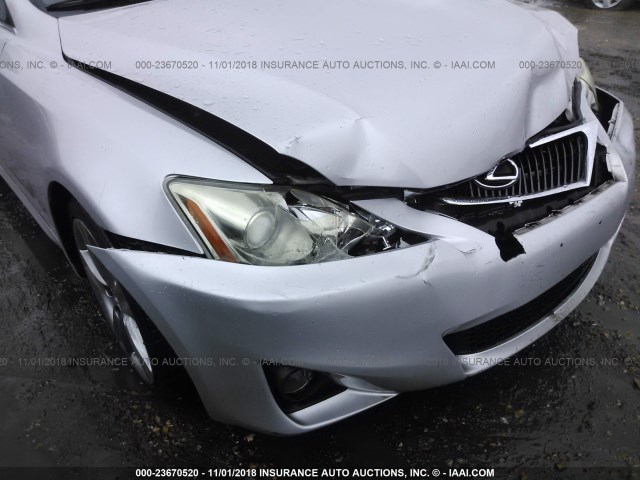 JTHBF5C28B5146524 - 2011 LEXUS IS 250 SILVER photo 6