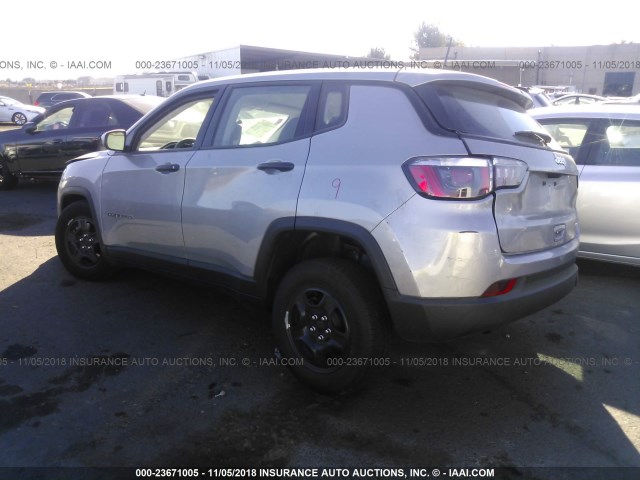 3C4NJCAB8JT468602 - 2018 JEEP COMPASS SPORT SILVER photo 3