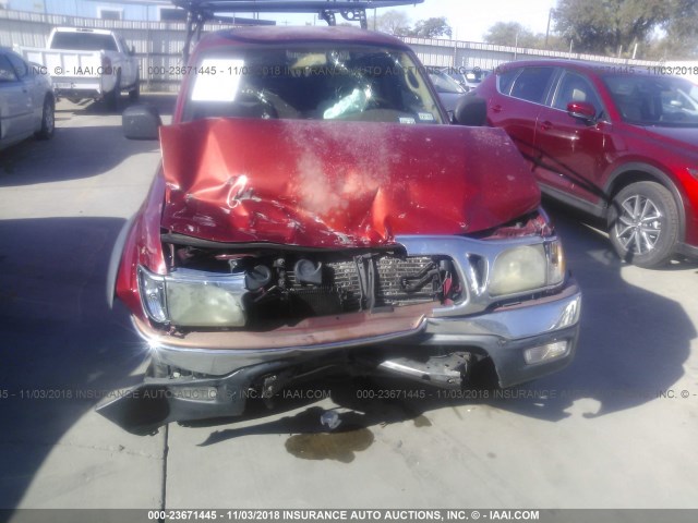 5TEGN92N24Z436349 - 2004 TOYOTA TACOMA DOUBLE CAB PRERUNNER RED photo 6