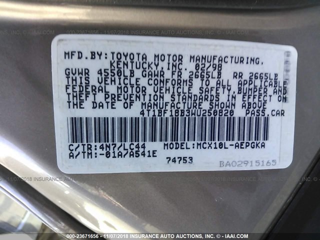 4T1BF18B3WU250820 - 1998 TOYOTA AVALON XL/XLS GOLD photo 9