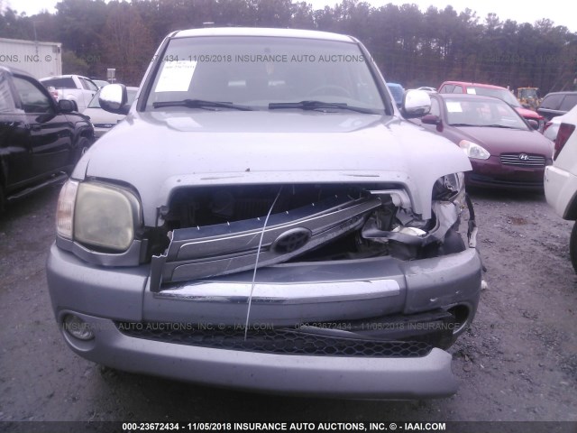 5TBET34105S466199 - 2005 TOYOTA TUNDRA DOUBLE CAB SR5 SILVER photo 6