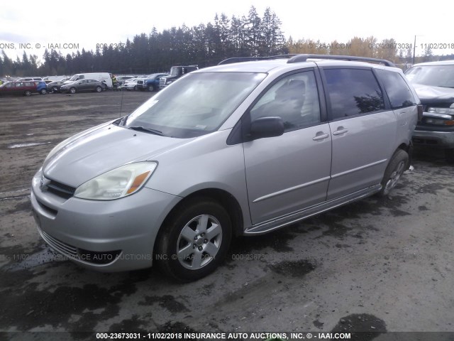 5TDZA23C24S152001 - 2004 TOYOTA SIENNA CE/LE SILVER photo 2