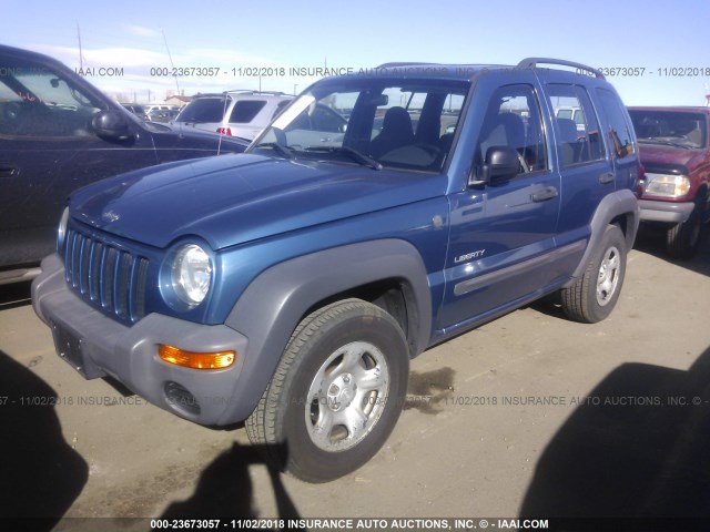 1J4GL48K34W271635 - 2004 JEEP LIBERTY SPORT BLUE photo 2