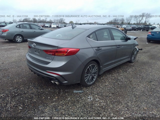 KMHD04LB9JU555363 - 2018 HYUNDAI ELANTRA SPORT GRAY photo 4