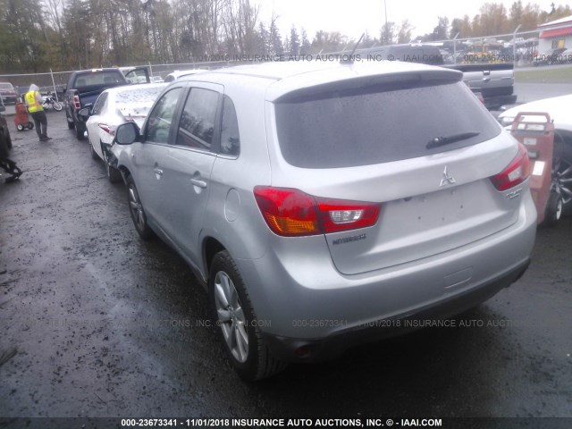 4A4AP4AU4FE024749 - 2015 MITSUBISHI OUTLANDER SPORT SE/GT SILVER photo 3