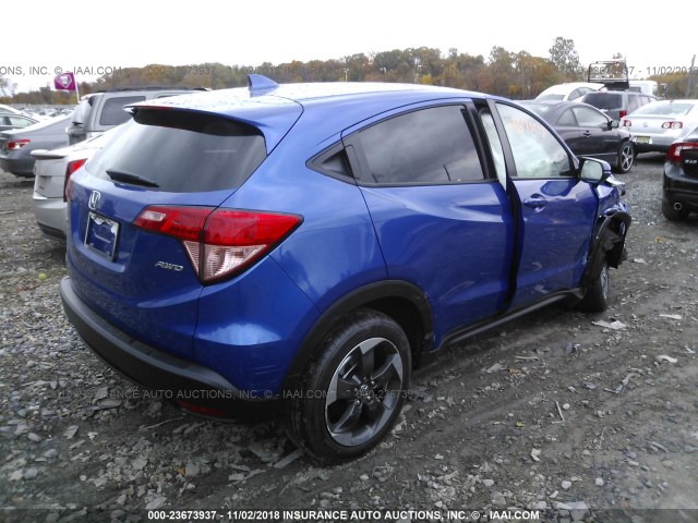 3CZRU6H54JM715421 - 2018 HONDA HR-V EX BLUE photo 4