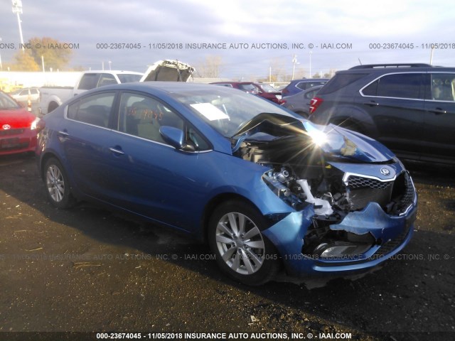 KNAFX4A8XF5361424 - 2015 KIA FORTE EX BLUE photo 1