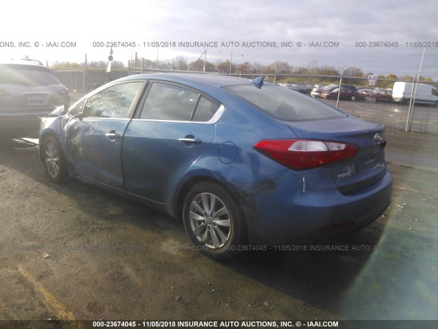 KNAFX4A8XF5361424 - 2015 KIA FORTE EX BLUE photo 3