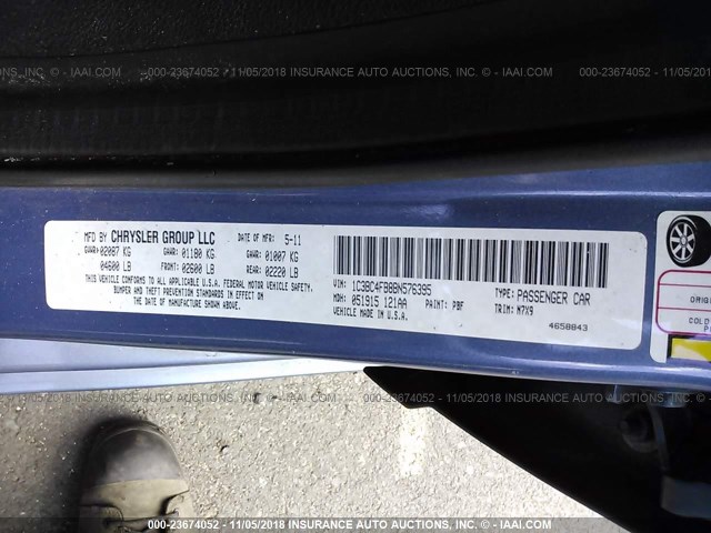 1C3BC4FB8BN576395 - 2011 CHRYSLER 200 LX BLUE photo 9