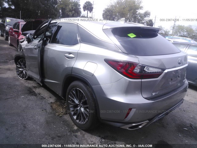 2T2BZMCA4JC141988 - 2018 LEXUS RX 350/BASE/F SPORT GRAY photo 3