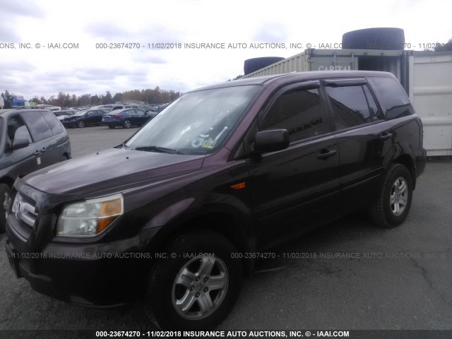 5FNYF28147B017003 - 2007 HONDA PILOT LX BURGUNDY photo 2