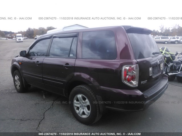 5FNYF28147B017003 - 2007 HONDA PILOT LX BURGUNDY photo 3