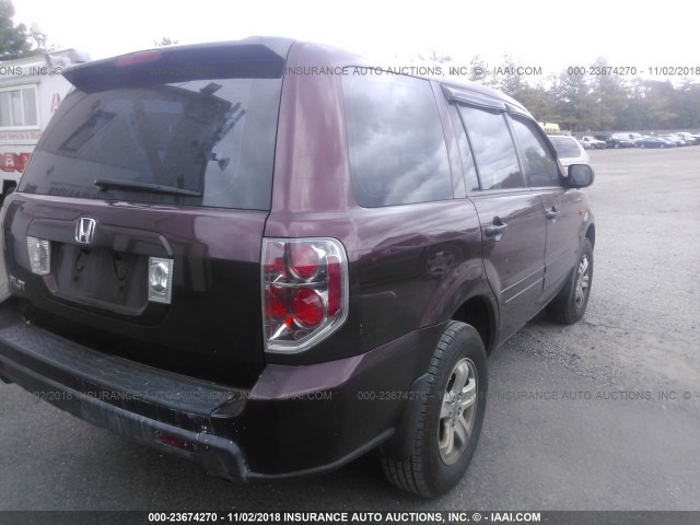 5FNYF28147B017003 - 2007 HONDA PILOT LX BURGUNDY photo 4