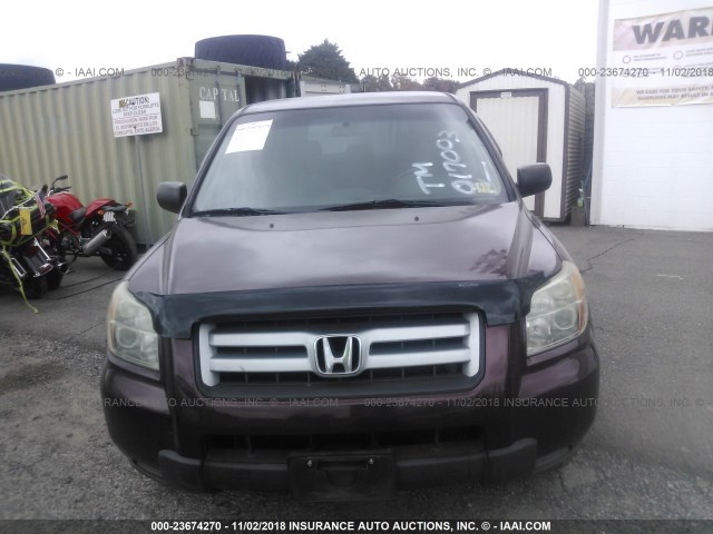 5FNYF28147B017003 - 2007 HONDA PILOT LX BURGUNDY photo 6