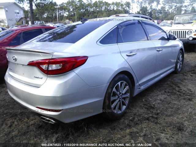 5NPE34AF0GH407482 - 2016 HYUNDAI SONATA SPORT/LIMITED SILVER photo 4