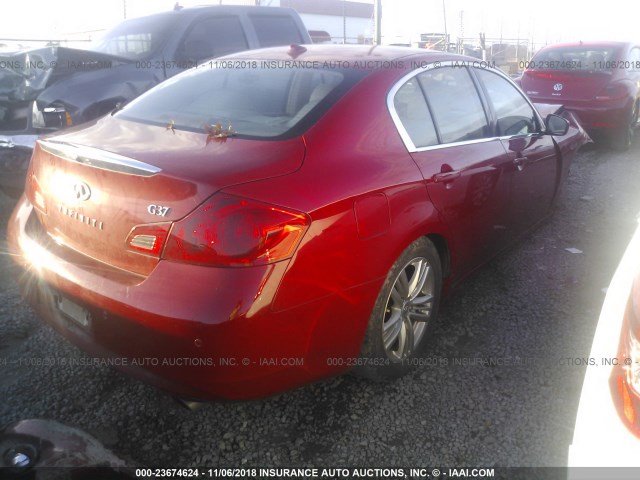 JN1CV6AP4AM408494 - 2010 INFINITI G37 SPORT RED photo 4