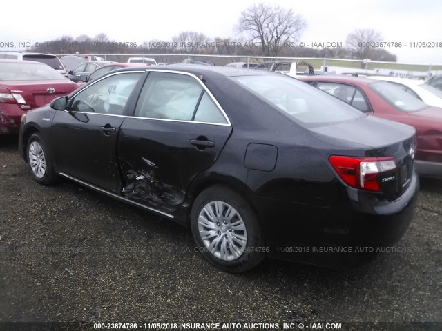 4T1BD1FK0CU062163 - 2012 TOYOTA CAMRY HYBRID/LE/XLE BLACK photo 3