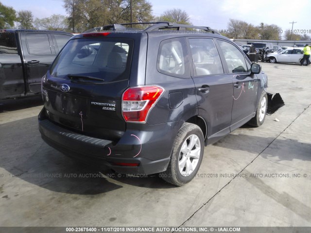 JF2SJABC0GH408174 - 2016 SUBARU FORESTER 2.5I GRAY photo 4