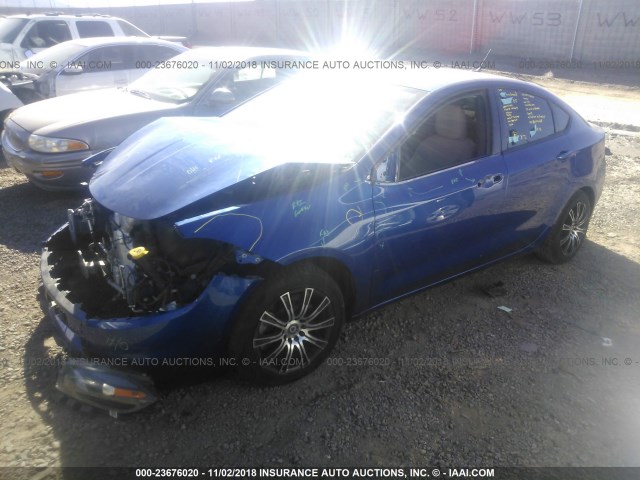 1C3CDFBB9ED768521 - 2014 DODGE DART SXT BLUE photo 2