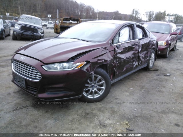 3FA6P0G72FR180265 - 2015 FORD FUSION S MAROON photo 2