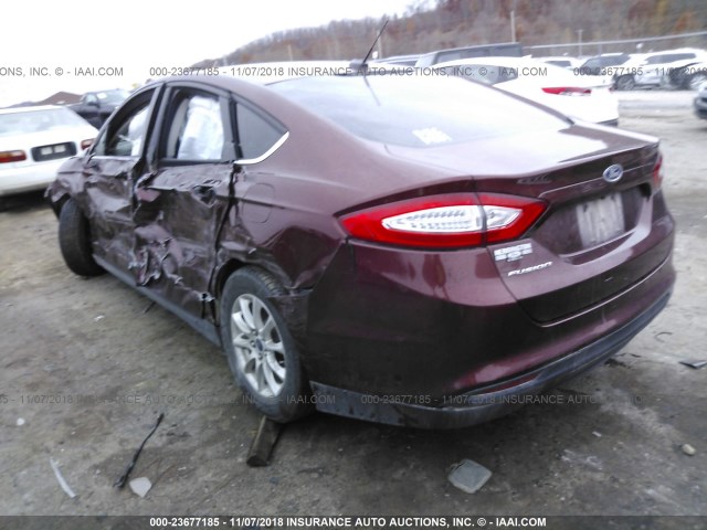 3FA6P0G72FR180265 - 2015 FORD FUSION S MAROON photo 3