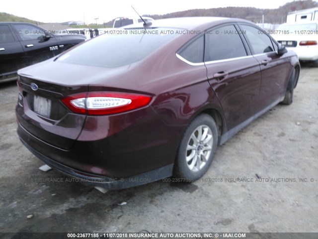 3FA6P0G72FR180265 - 2015 FORD FUSION S MAROON photo 4