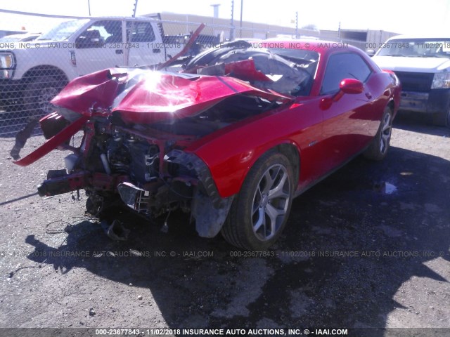 2C3CDZBT2FH709230 - 2015 DODGE CHALLENGER SXT PLUS RED photo 2