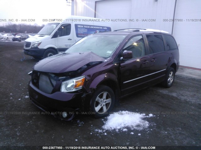 2D8HN541X9R573366 - 2009 DODGE GRAND CARAVAN SXT MAROON photo 2