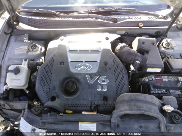 5NPEU46F06H046842 - 2006 HYUNDAI SONATA GLS/LX SILVER photo 10