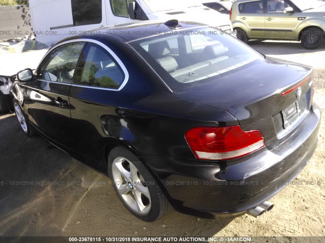 WBAUP9C56BVL90596 - 2011 BMW 128 I BLACK photo 3