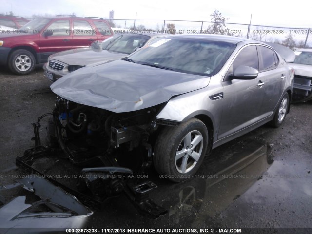 5XXGM4A78EG340895 - 2014 KIA OPTIMA LX GRAY photo 2