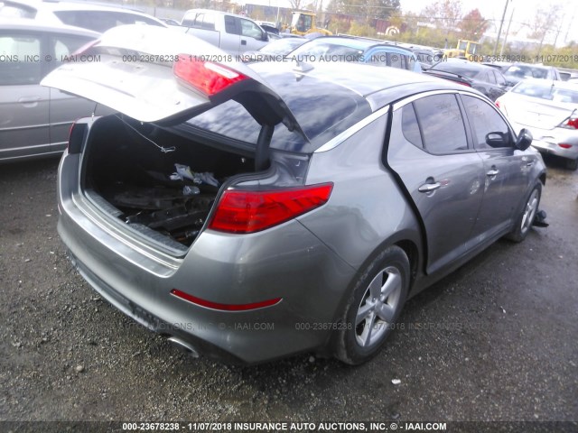 5XXGM4A78EG340895 - 2014 KIA OPTIMA LX GRAY photo 4