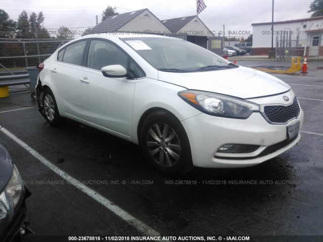 KNAFX4A85E5051521 - 2014 KIA FORTE EX WHITE photo 1