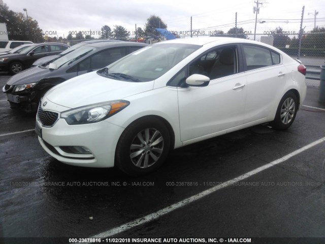 KNAFX4A85E5051521 - 2014 KIA FORTE EX WHITE photo 2