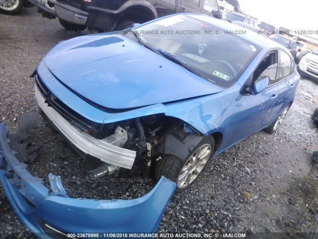 1C3CDFBB0FD351502 - 2015 DODGE DART SXT BLUE photo 2