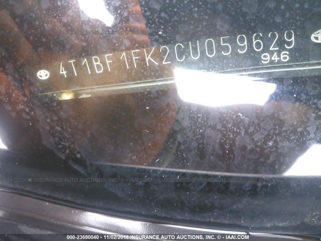 4T1BF1FK2CU059629 - 2012 TOYOTA CAMRY SE/LE/XLE SILVER photo 9