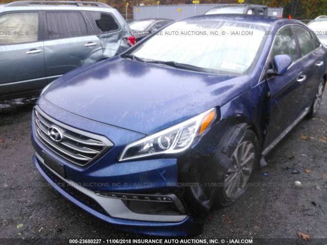 5NPE34AF3FH193604 - 2015 HYUNDAI SONATA SPORT/LIMITED BLUE photo 6