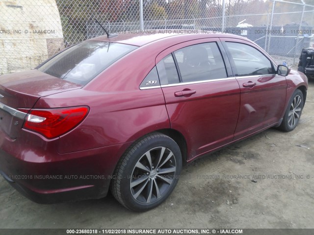 1C3CCBBB6DN723203 - 2013 CHRYSLER 200 TOURING RED photo 4