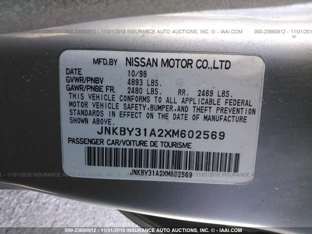 JNKBY31A2XM602569 - 1999 INFINITI Q45 T SILVER photo 9