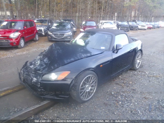 JHMAP11402T006677 - 2002 HONDA S2000 BLACK photo 2