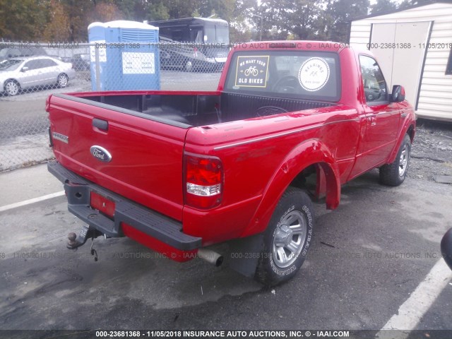 1FTYR10U26PA61383 - 2006 FORD RANGER RED photo 4