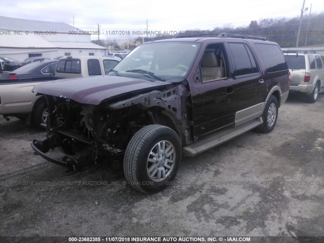 1FMFK18509EB10567 - 2009 FORD EXPEDITION EL EDDIE BAUER MAROON photo 2