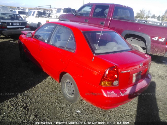 KMHCG45C95U616715 - 2005 HYUNDAI ACCENT GL RED photo 3