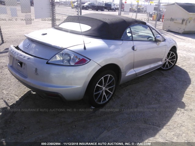 4A37L2EF6CE001088 - 2012 MITSUBISHI ECLIPSE SPYDER GS SILVER photo 4