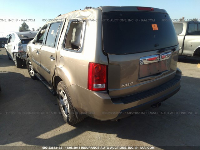 5FNYF3H20BB055268 - 2011 HONDA PILOT LX GOLD photo 3