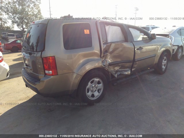 5FNYF3H20BB055268 - 2011 HONDA PILOT LX GOLD photo 4