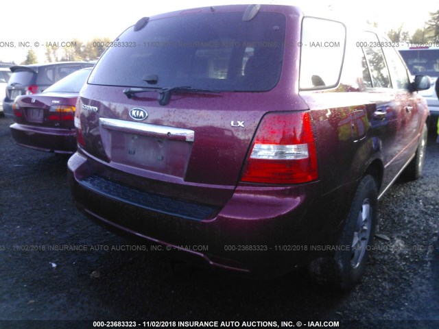 KNDJD736175713679 - 2007 KIA SORENTO EX/LX BURGUNDY photo 4